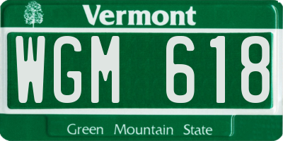 VT license plate WGM618