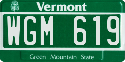 VT license plate WGM619
