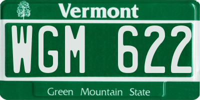 VT license plate WGM622
