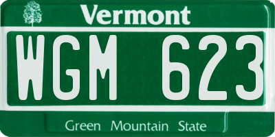 VT license plate WGM623