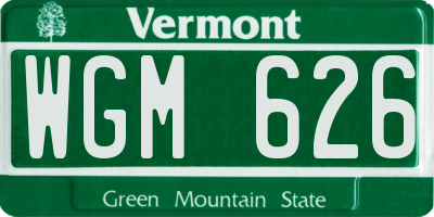 VT license plate WGM626