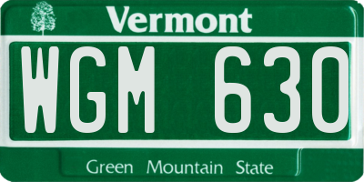 VT license plate WGM630