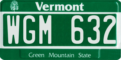 VT license plate WGM632