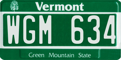 VT license plate WGM634