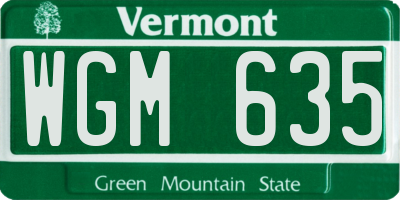 VT license plate WGM635