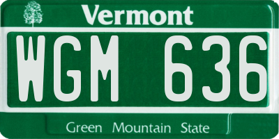 VT license plate WGM636