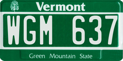 VT license plate WGM637