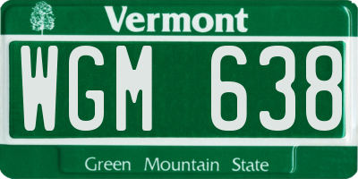 VT license plate WGM638