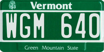 VT license plate WGM640