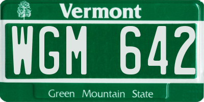 VT license plate WGM642