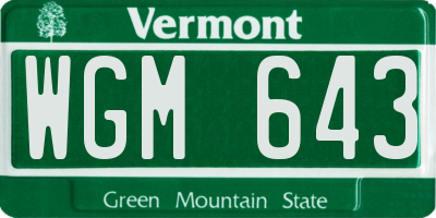 VT license plate WGM643