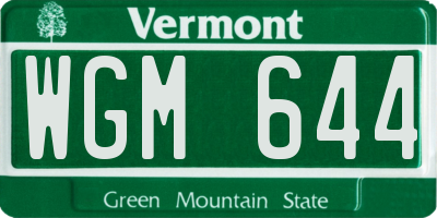VT license plate WGM644