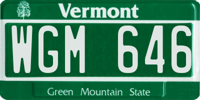 VT license plate WGM646