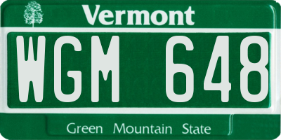 VT license plate WGM648