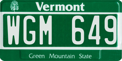 VT license plate WGM649
