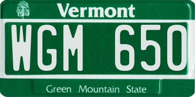 VT license plate WGM650