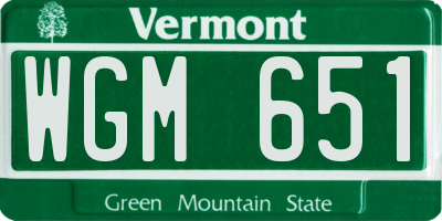 VT license plate WGM651