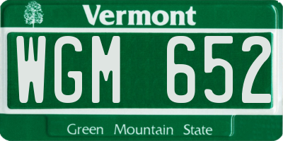 VT license plate WGM652