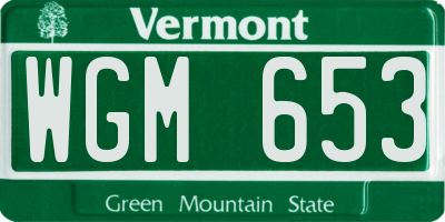 VT license plate WGM653
