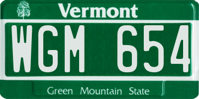 VT license plate WGM654