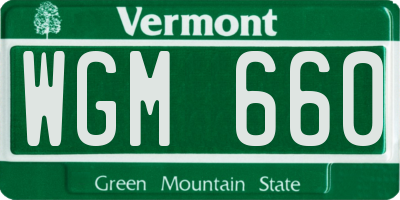 VT license plate WGM660