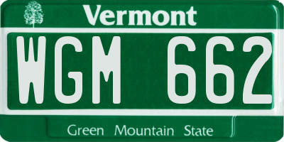 VT license plate WGM662