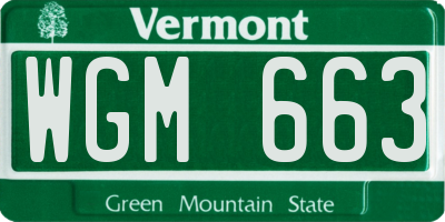VT license plate WGM663