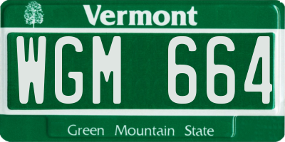 VT license plate WGM664