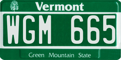 VT license plate WGM665