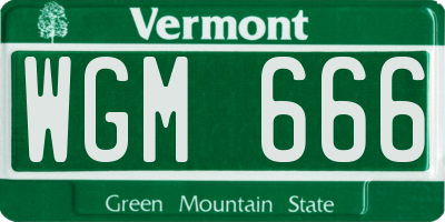VT license plate WGM666