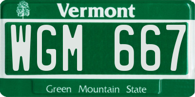 VT license plate WGM667