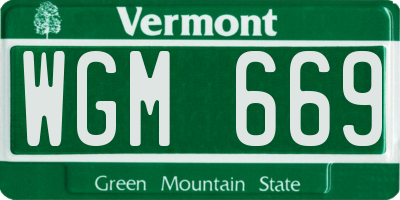 VT license plate WGM669
