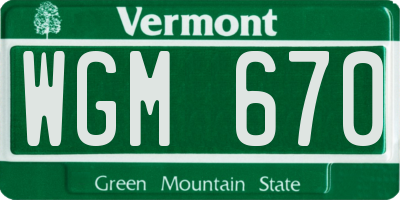 VT license plate WGM670