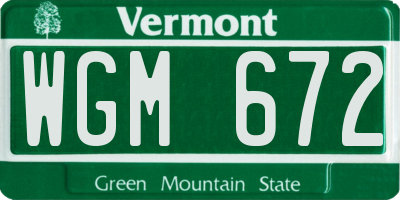 VT license plate WGM672