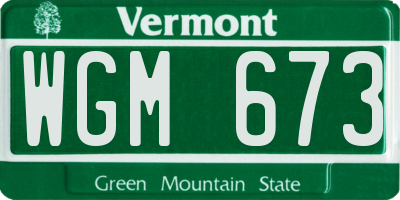 VT license plate WGM673