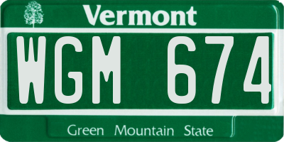 VT license plate WGM674