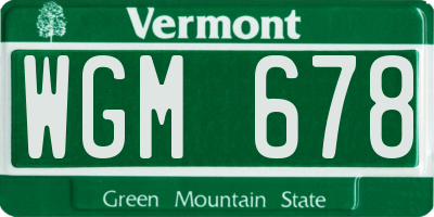 VT license plate WGM678