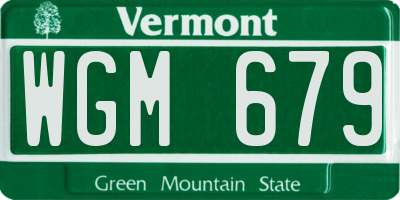 VT license plate WGM679