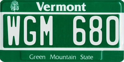 VT license plate WGM680