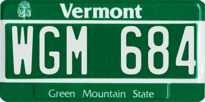 VT license plate WGM684