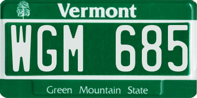 VT license plate WGM685
