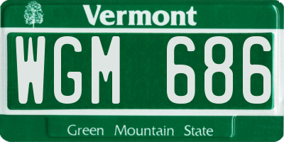 VT license plate WGM686