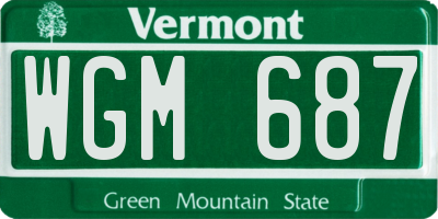 VT license plate WGM687
