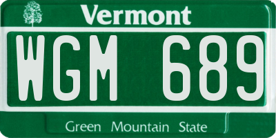 VT license plate WGM689