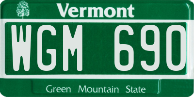 VT license plate WGM690