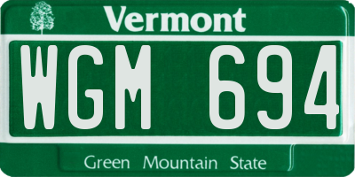 VT license plate WGM694