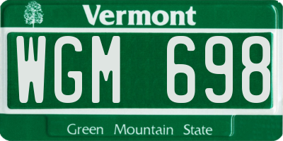 VT license plate WGM698