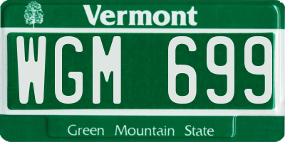 VT license plate WGM699