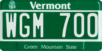 VT license plate WGM700