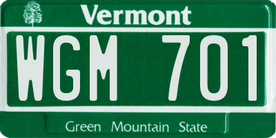 VT license plate WGM701